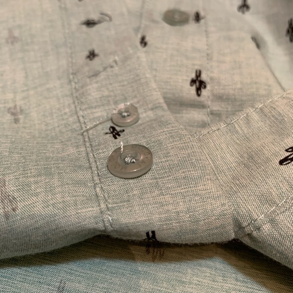 Molokai Surf Co. Men's Short Sleeve Button Down Shirt. SZ LARGE Green/Blk Cactus - Picture 5 of 8